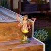 Accent Plus Pink Fairy Solar Garden Statue