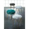 Accent Plus Faux Fur Stool with Wood Legs - Gray