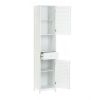 Accent Plus White Slatted Tall Slim Storage Cabinet