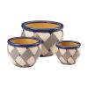 Accent Plus Blue Woven Design Ceramic Planter Set