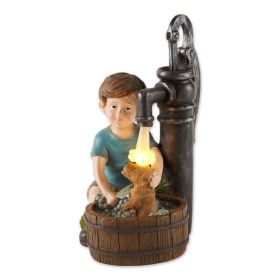 Summerfield Terrace Boy and Dog Wash Solar Garden Light