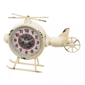 Accent Plus Vintage-Look Desk Clock - White Helicopter