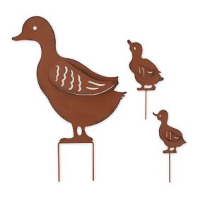 Accent Plus Duck Family Rustic Garden Stake Set