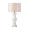 Nikki Chu Gable Ridges Table Lamp - White with Beige Shade