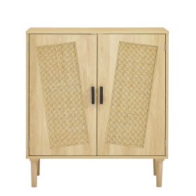 Kitchen storage cabinets with rattan decorative doors;  buffets;  wine cabinets;  dining rooms;  hallways;  cabinet console tables(Natural; 31.5''LX 1