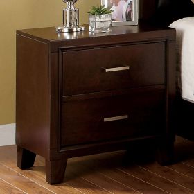 Simple Casual 1pc Nightstand Brown Cherry Color Solid wood Bedroom Furniture Contemporary Look Nightstand Nickel Bar Pull