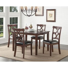 Ingeborg Dining Set (5Pc Pk) in Black PU &amp; Espresso 71835