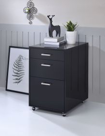 Coleen File Cabinet; Black High Gloss &amp; Chrome 92450