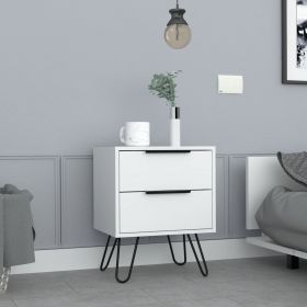 Augusta 2 Nightstand; Four Legs; Two Drawers -White