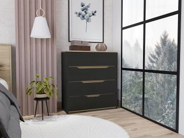 Zoe Dresser; Superior Top; Four Drawers -Black / Light Oak