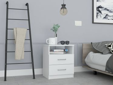 Napoles Nightstand; Superior Top; Two Drawers; One Shelf -White