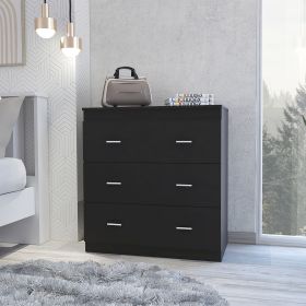 Classic Three Drawer Dresser; Superior Top; Handles -Black