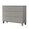 Champagne Silver Rubber Wood Dresser with 6 Drawers Metal Slides Crystal Handle