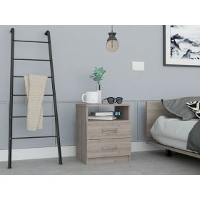 Napoles Nightstand; Superior Top; Two Drawers; One Shelf -Light Gray