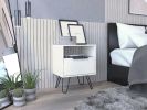 Augusta Nightstand; Single Door Cabinet; Hairpin Legs -White