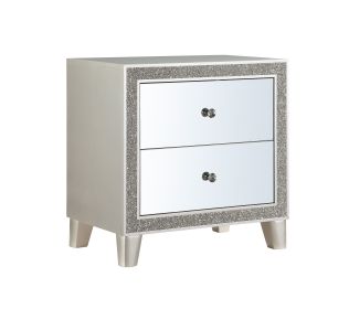 Sliverfluff Nightstand; Mirrored &amp; Champagne Finish BD00243