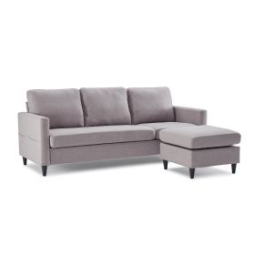 Orisfur. Reversible Sectional Sofa with Handy Side Pocket; Living Room L-Shape 3-Seater Couch with Modern Linen Fabric for Small Space