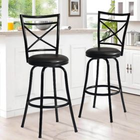 Vintage Industrial Counter Height Bar Stools Set of 2, Swivel Barstools with Metal Back for Kitchen Island, 26 Inch Height Round Seat