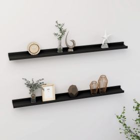 vidaXL Wall Shelves 2 pcs Black 39.4"x3.5"x1.2"