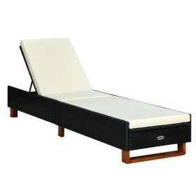 vidaXL Sunbed with Cushion Poly Rattan Black