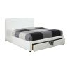 Bedroom Furniture White Storage Under Bed Queen Size bed Faux Leather upholstered