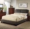 Full Size Bed 1pc Bed Set Brown Faux Leather Upholstered Two-Panel Bed Frame Headboard Bedroom Furniture