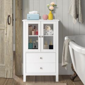 FCH Nordic Minimalist MDF Spray Paint Double Doors And Two Drawers Tv Side Cabinet Bathroom Cabinet White