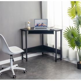 Computer Desk; Corner Desk With Smooth Keyboard Tray& Storage Shelves ; Compact Home Office; Small Desk With Sturdy Steel Frame As Workstation For Sma