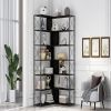 7-Tier Bookcase Home Office Bookshelf; L-Shaped Corner Bookcase with Metal Frame; Industrial Style Shelf with Open Storage; MDF Board