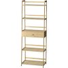 WTZ Bookshelf; Ladder Shelf with Drawers; 5 Tier Tall Bookcase; Modern Open Book Case for Bedroom; Living Room; Office; BC-239 Natural