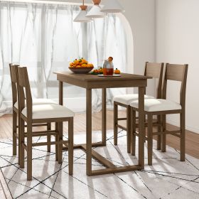 Farmhouse Counter Height 5-Piece Dining Table Set with 1 Rectangular Dining Table and 4 Dining Chairs for Small Places