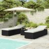 vidaXL 3 Piece Patio Sun Loungers with Tea Table Poly Rattan Black