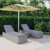 vidaXL 3 Piece Patio Sun Loungers with Tea Table Poly Rattan Gray