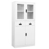 vidaXL Office Cabinet White 35.4"x15.7"x70.9" Steel and Tempered Glass