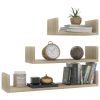 vidaXL Wall Display Shelf 3 pcs Sonoma Oak Engineered Wood