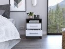 Rowley 2-Drawer 1-Shelf Rectangle Nightstand Smokey Oak and White