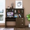 Home Office Computer Desk with Hutch; Walnut