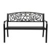 50" Outdoor Welcome Backrest Cast Iron Bench