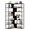 7-Tier Bookcase Home Office Bookshelf; L-Shaped Corner Bookcase with Metal Frame; Industrial Style Shelf with Open Storage; MDF Board