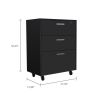 Storage Cabinet - Superior Top; Drawer Base Cabinet; Three Drawers; Four Casters -Black