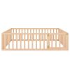 Queen Size Wood Floor Bed Frame with Fence and Door; Natural(OLD SKU:WF289663AAM)