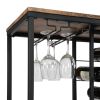 Industrial Wine Rack Table with Glass Holder, Wine Bar Cabinet with Storage