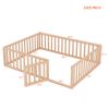 Queen Size Wood Floor Bed Frame with Fence and Door; Natural(OLD SKU:WF289663AAM)