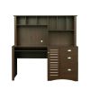 Home Office Computer Desk with Hutch; Walnut