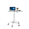 Adjustable Height Transparent Tempered Glass Table Desk Table with Lockable Wheels(Adjustable Range 24.2 "~32.7 ")