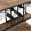 Industrial Wine Rack Table with Glass Holder, Wine Bar Cabinet with Storage