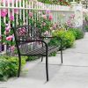 50" Outdoor Welcome Backrest Cast Iron Bench