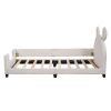 Twin Size Upholstered Daybed with Carton Ears Shaped Headboard; White