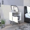 Augusta Nightstand; Single Door Cabinet; Hairpin Legs -White