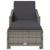 vidaXL Sun Lounger with Dark Gray Cushion Poly Rattan Gray